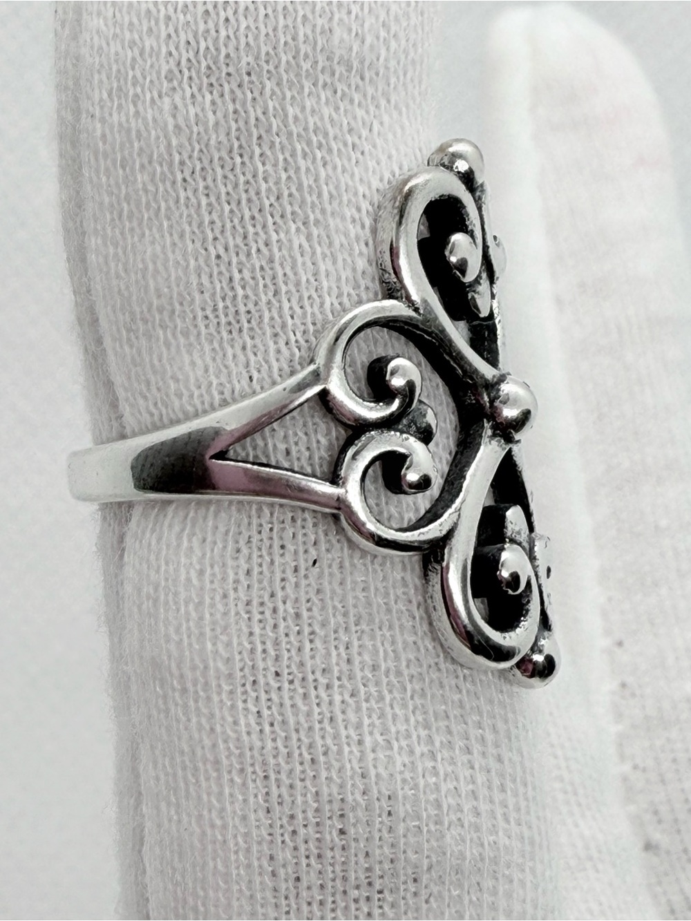Antique-Style Silver Filigree Women’s Ring - Silver - Picture 3 of 11